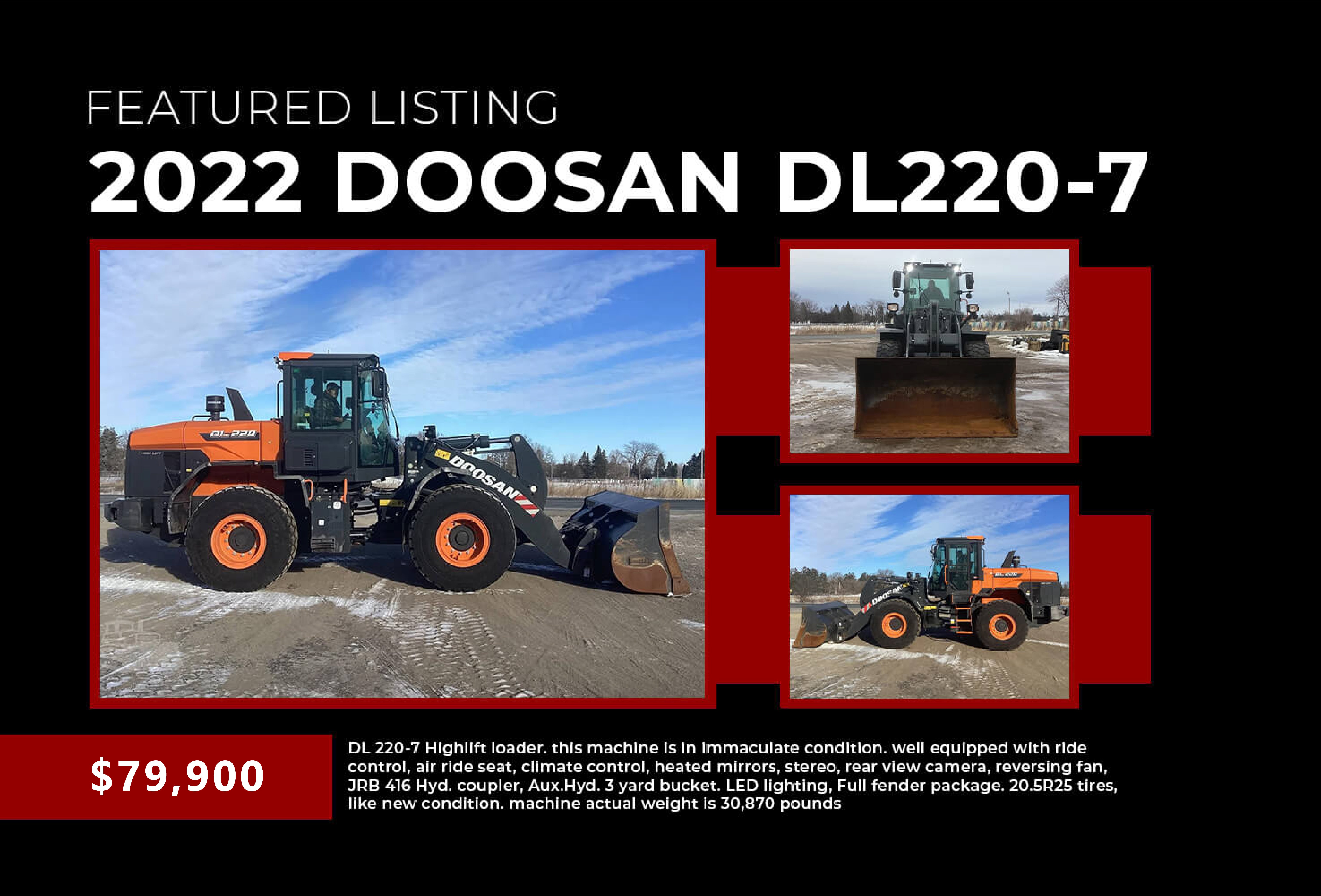 2022 Doosan DL220-7 Wheel Loader Featured Listing